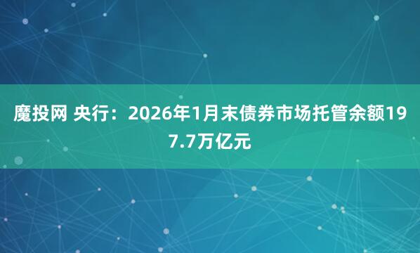 魔投网 央行：2026年1月末债券市场托管余额197.7万亿元