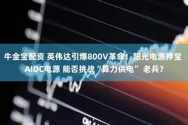 牛金宝配资 英伟达引爆800V革命！阳光电源押宝 AIDC电源 能否挑战“算力供电” 老兵？