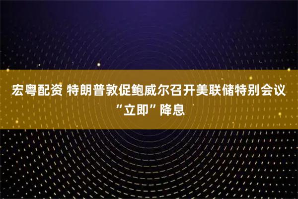 宏粤配资 特朗普敦促鲍威尔召开美联储特别会议“立即”降息